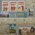 Various signs and newspapers